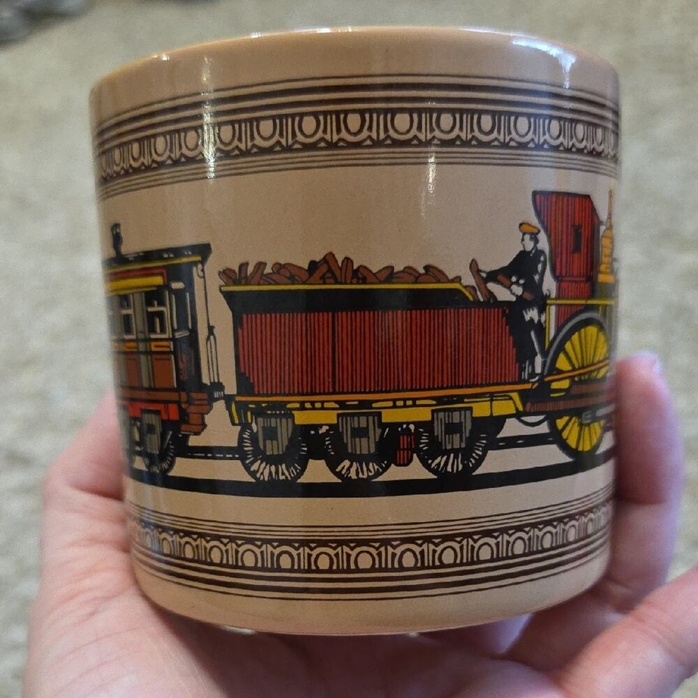 Vintage Chaps Ralph Lauren Train Design Tan Mug - Picture 2 of 7